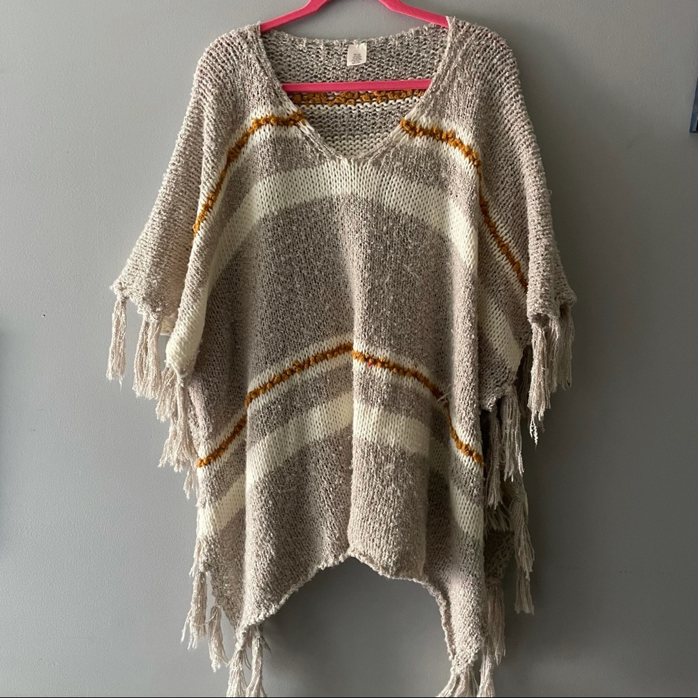 Francesca’s Striped Poncho Sweater OS